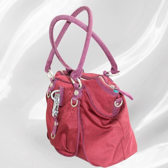 George Gina & Lucy All Sm; Les Maroon Plum Canvas Nylon RFID Satchel - Picture 3 of 11